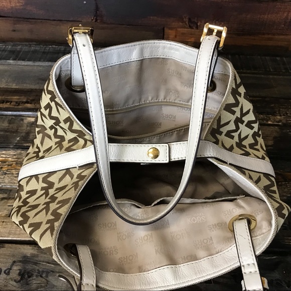 Michael Kors Leather Trim Fabric Tote Handbag - Picture 4 of 7